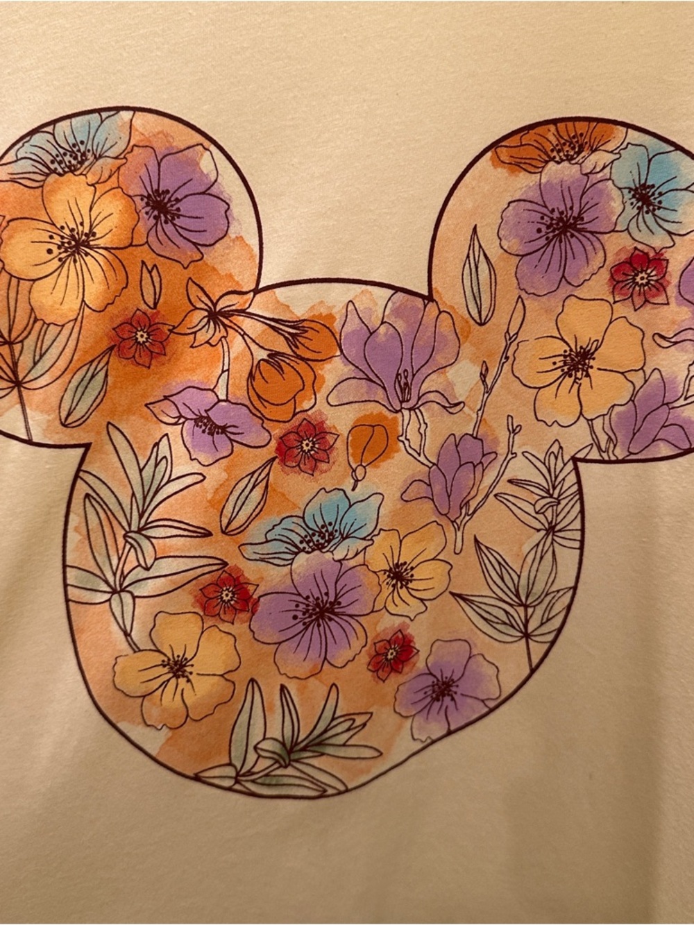 Disney Yellow Floral Mickey Mouse Short Sleeve Tee - Picture 2 of 5